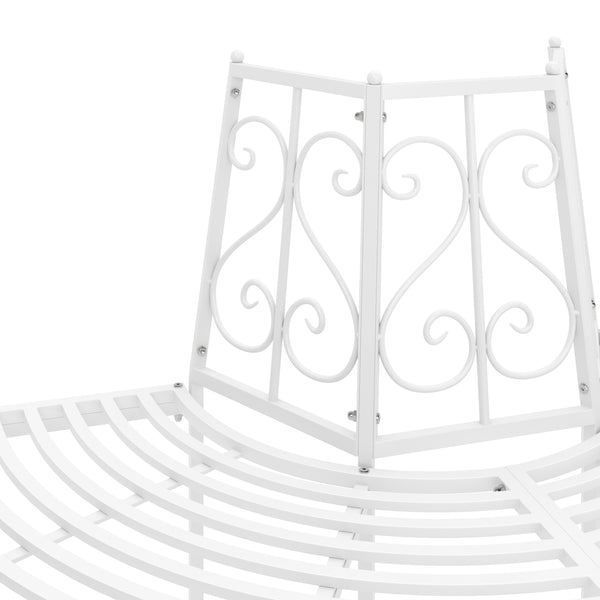 Gartenbank halbrund mit Rückenlehne LISE 124 cm weiss