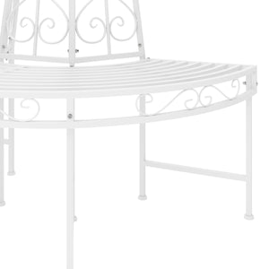 Gartenbank halbrund mit Rückenlehne LISE 124 cm weiss