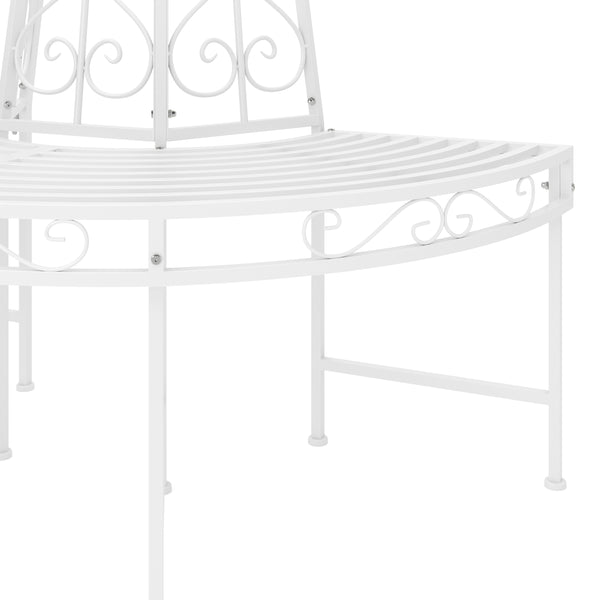 Gartenbank halbrund mit Rückenlehne LISE 124 cm weiss