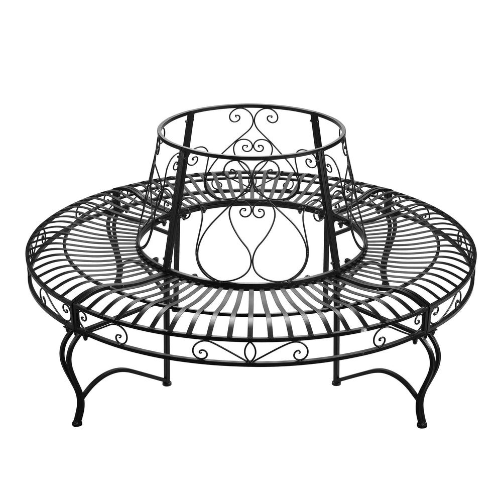 Panca da giardino, rotonda, 160 cm, nera