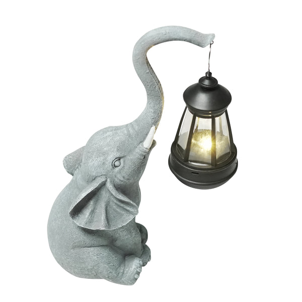 Gartenfigur Elefant mit Solar Laterne 2er Set
