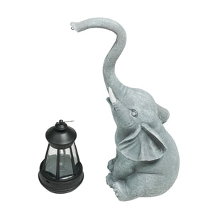 Gartenfigur Elefant mit Solar Laterne 2er Set