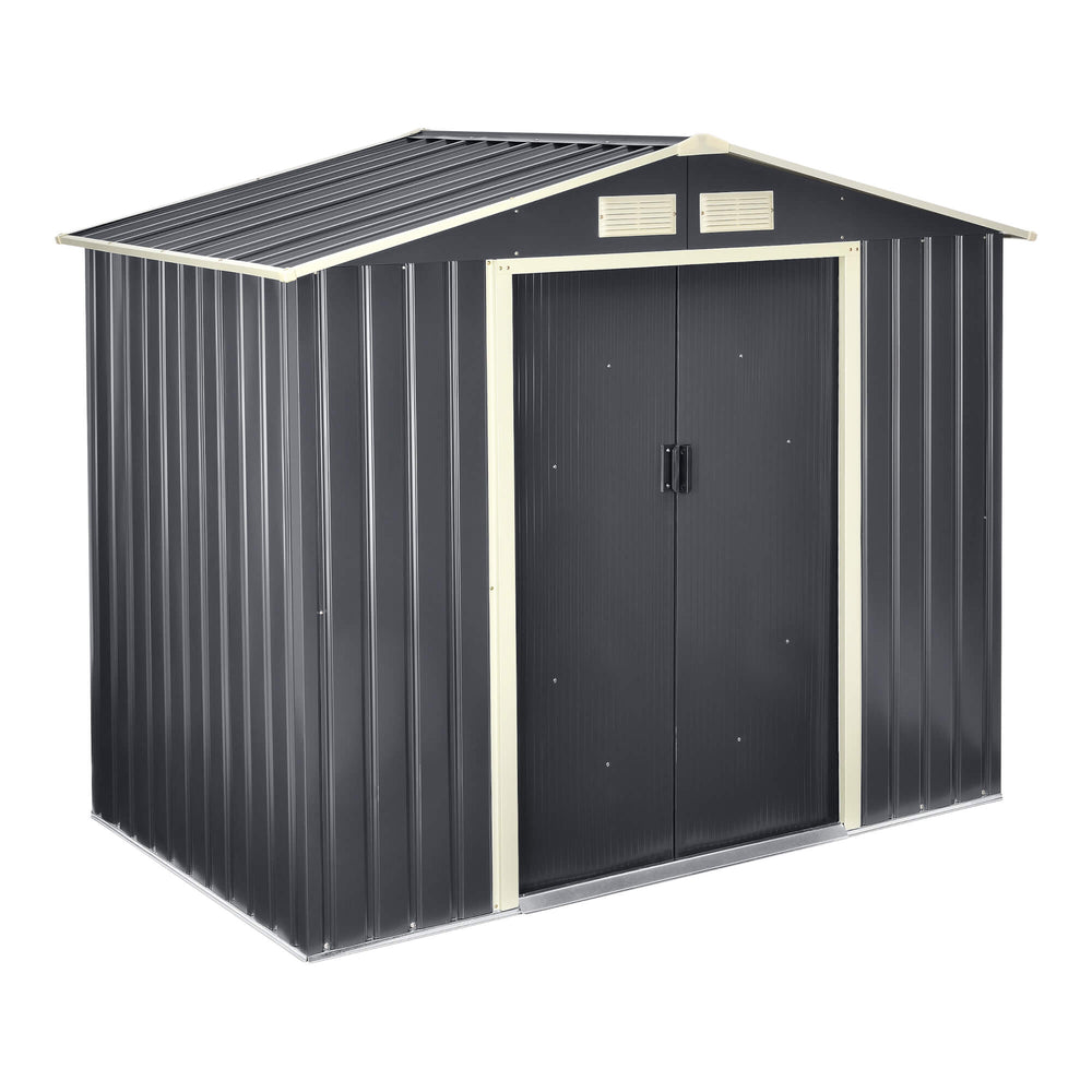 Casetta da giardino 213x127x185cm in lamiera d'acciaio con tetto a due falde 