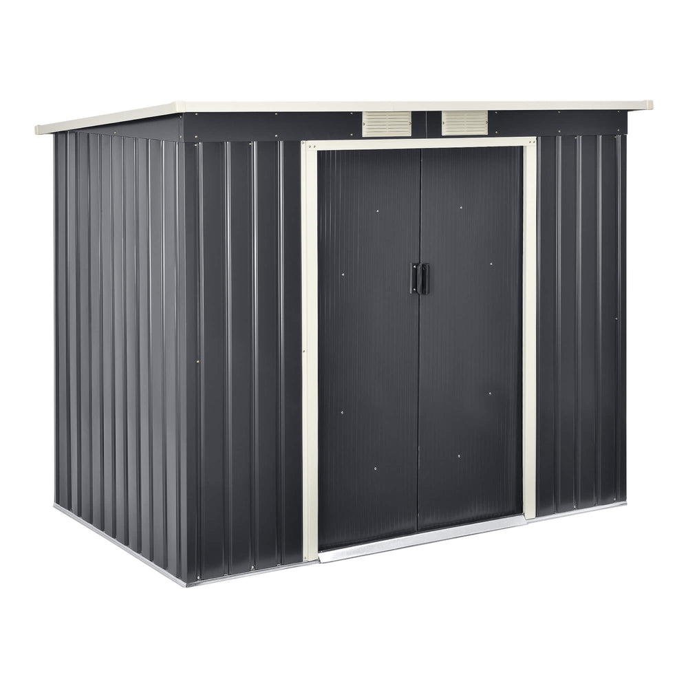 Casetta da giardino 213x130x173cm in lamiera d'acciaio con tetto a falda 