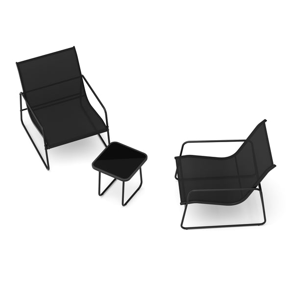 Gartenmöbel Set RUBEN 3-teilig schwarz