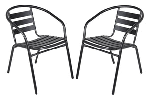 Gartenmöbel Gartenset Tisch rund und Stühle schwarz