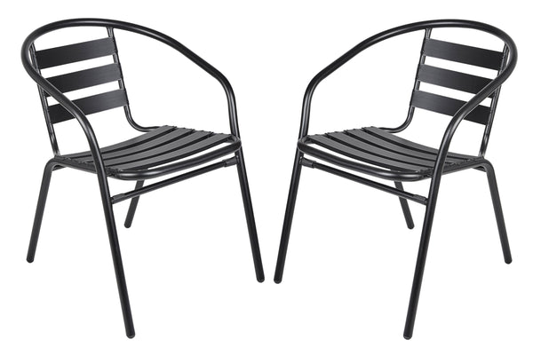 Gartenmöbel Gartenset Tisch rund und Stühle schwarz
