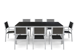 Table 200 cm + 8 chairs, anthracite