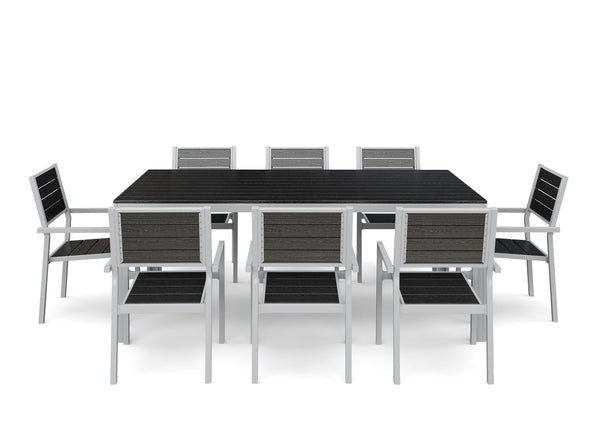 Table 200 cm + 8 chairs, anthracite