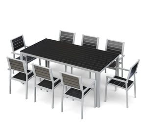 Table 200 cm + 8 chairs, anthracite