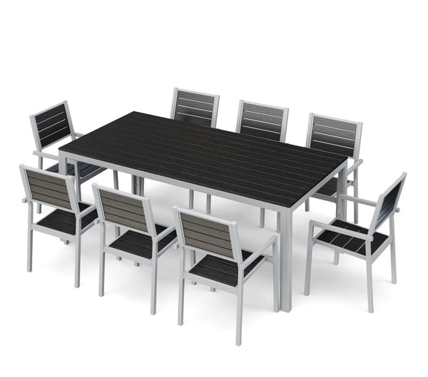 Table 200 cm + 8 chairs, anthracite