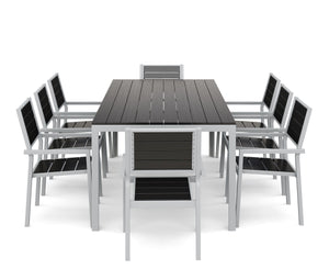Table 200 cm + 8 chairs, anthracite