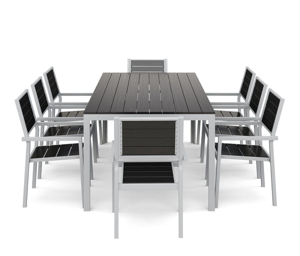 Table 200 cm + 8 chairs, anthracite