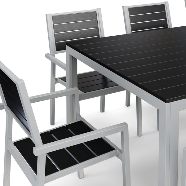 Table 200 cm + 8 chairs, anthracite