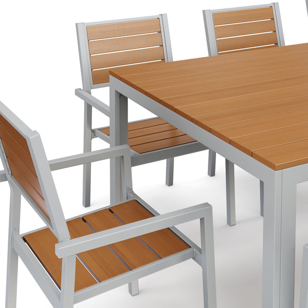 Tisch 200 cm + 8 Stühle, braun