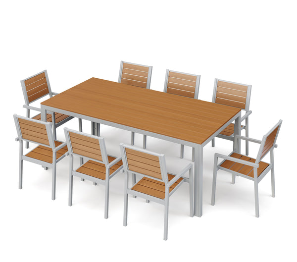 Tisch 200 cm + 8 Stühle, braun