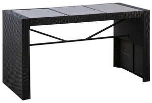 Rattan Bartheke + 6 Barstühle MODENA schwarz