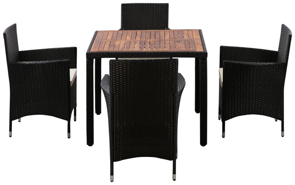 Rattangarnitur ALBA: 1 Tisch + 4 Stühle