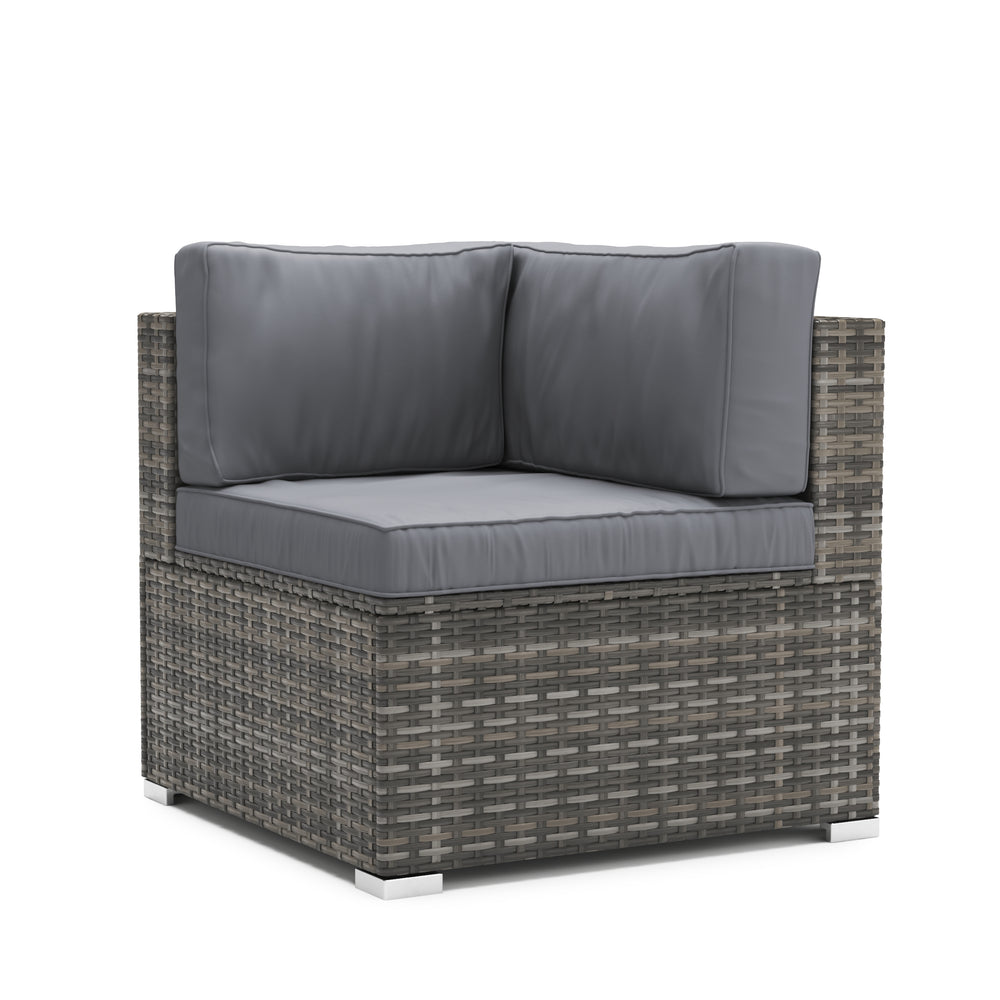 Canapé d'angle en rotin KRETA gris/anthracite 