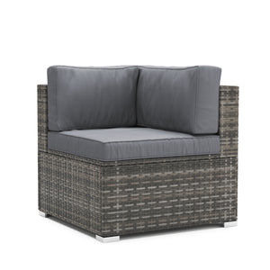 Eckteil Rattanlounge KRETA grau / anthrazit
