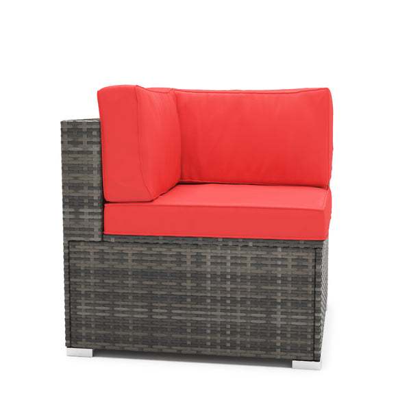 Eckteil Rattanlounge KRETA grau / rot