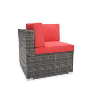 Eckteil Rattanlounge KRETA grau / rot