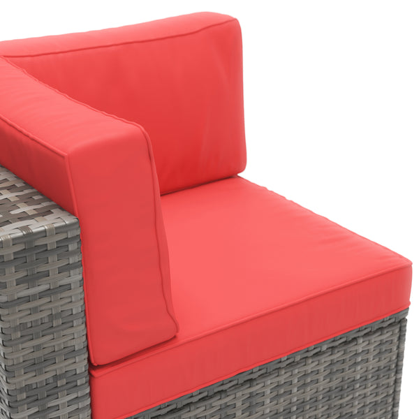 Eckteil Rattanlounge KRETA grau / rot