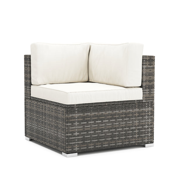 Eckteil Rattanlounge KRETA grau / weiss