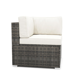 Eckteil Rattanlounge KRETA grau / weiss