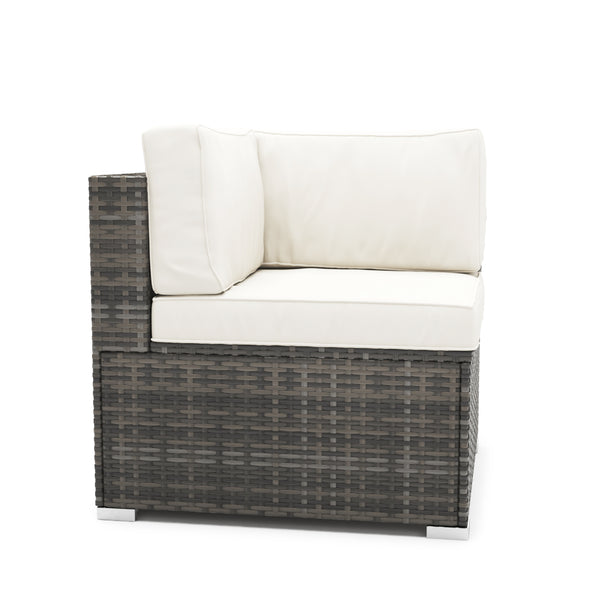 Eckteil Rattanlounge KRETA grau / weiss