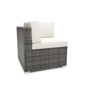Eckteil Rattanlounge KRETA grau / weiss