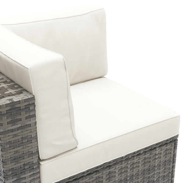 Eckteil Rattanlounge KRETA grau / weiss