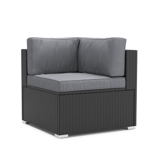 Eckteil Rattanlounge KRETA schwarz / anthrazit