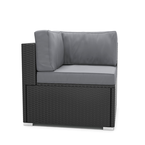 Eckteil Rattanlounge KRETA schwarz / anthrazit
