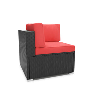 Eckteil Rattanlounge KRETA schwarz / rot