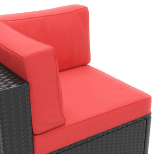 Eckteil Rattanlounge KRETA schwarz / rot