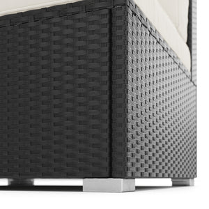 Eckteil Rattanlounge KRETA schwarz / weiss