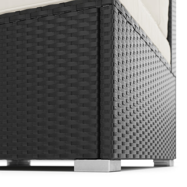 Eckteil Rattanlounge KRETA schwarz / weiss