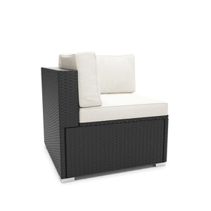 Eckteil Rattanlounge KRETA schwarz / weiss