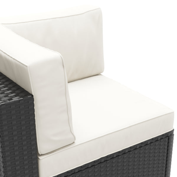 Eckteil Rattanlounge KRETA schwarz / weiss