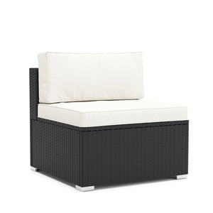 Mittelteil Rattanlounge KRETA schwarz / weiss