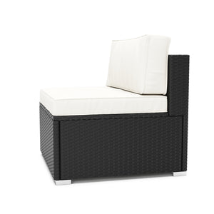 Mittelteil Rattanlounge KRETA schwarz / weiss