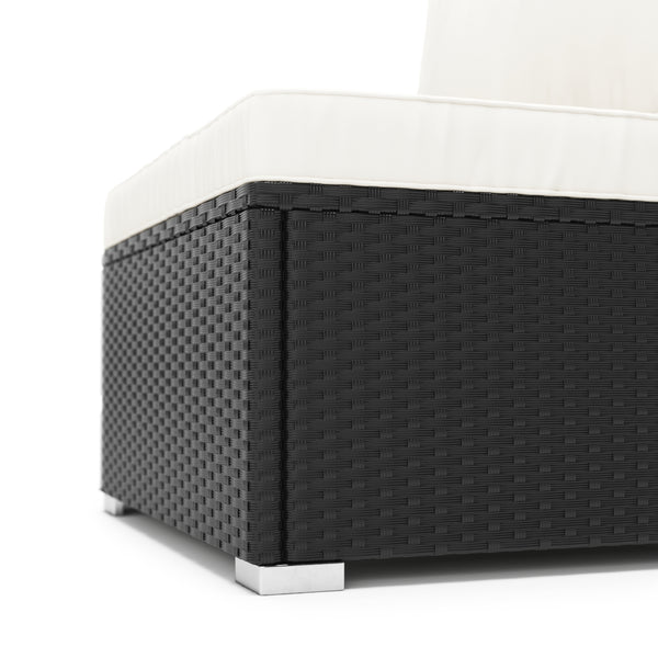 Mittelteil Rattanlounge KRETA schwarz / weiss