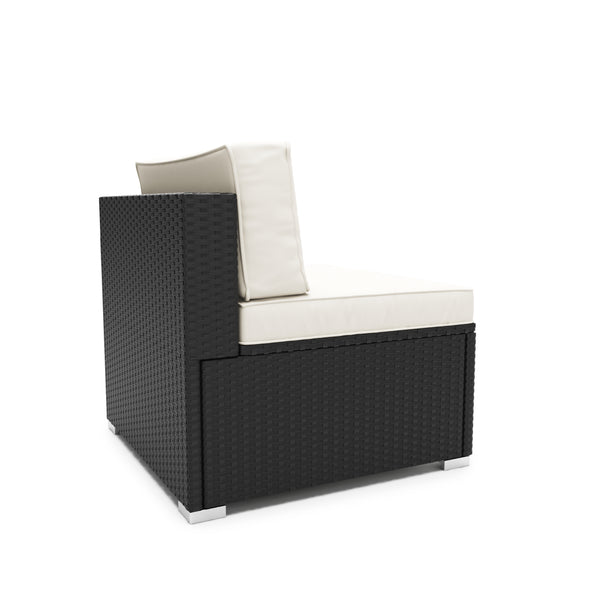Mittelteil Rattanlounge KRETA schwarz / weiss