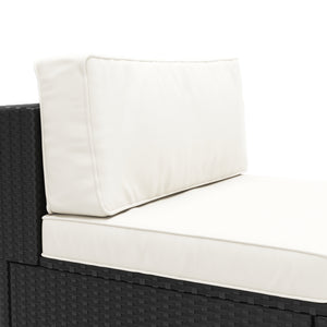 Mittelteil Rattanlounge KRETA schwarz / weiss