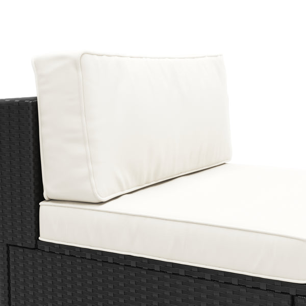 Mittelteil Rattanlounge KRETA schwarz / weiss