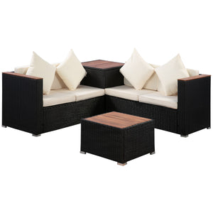 Rattanlounge SENJA schwarz