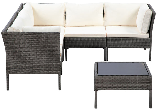 Rattanlounge BARI grau