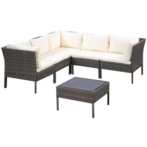 Rattanlounge BARI grau