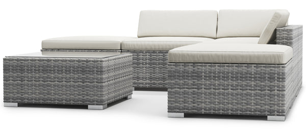 Rattanlounge TEXAS grau/beige